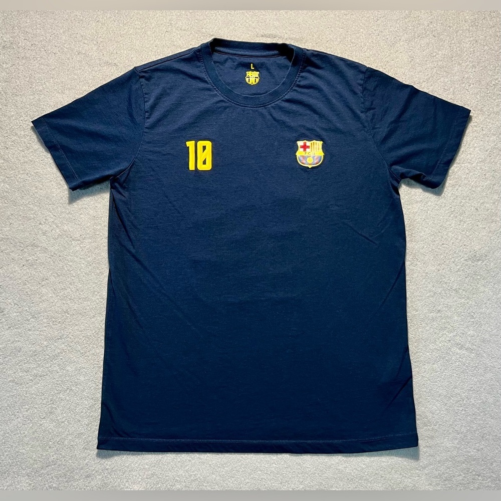 FC Barcelona Barça #10 Blue T-Shirt Men’s Large Soccer Football